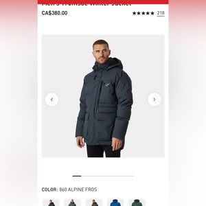 NWT Helly  Hansen Tromsoe winter jacket/coat. Small North Sea Blue